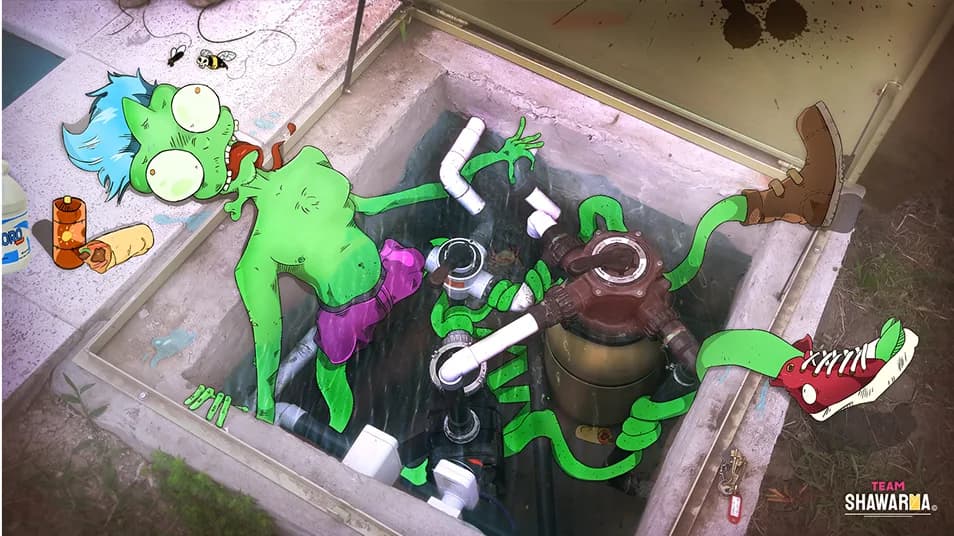 Stroofy enredado en una bomba de agua y atragantado con un hueso